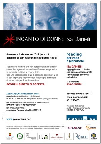 Domenica 2 dicembre recital di Isa Danieli presso la Basilica di San Giovanni Maggiore