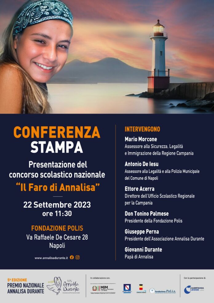 "Il Faro di Annalisa", il 22 settembre presentazione del concorso scolastico nazionale