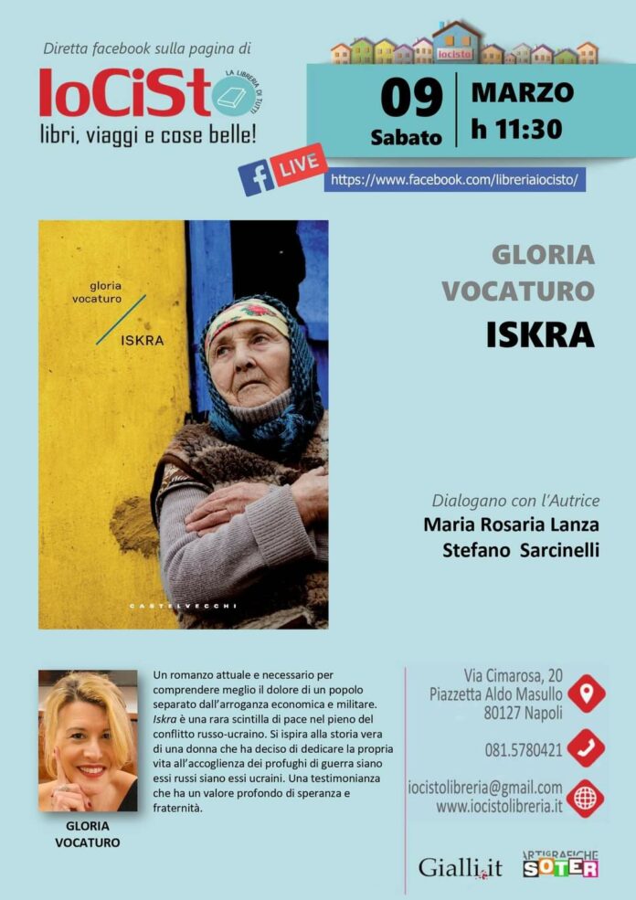 Libreria IoCiSto, il 9 marzo presentazione "Iskra" di Gloria Vocaturo