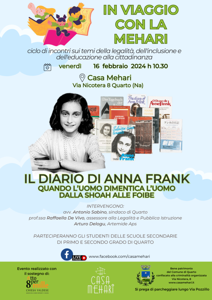 Gli studenti di Quarto a Casa Mehari per riflettere sugli orrori della Shoah con il Diario di Anna Frank