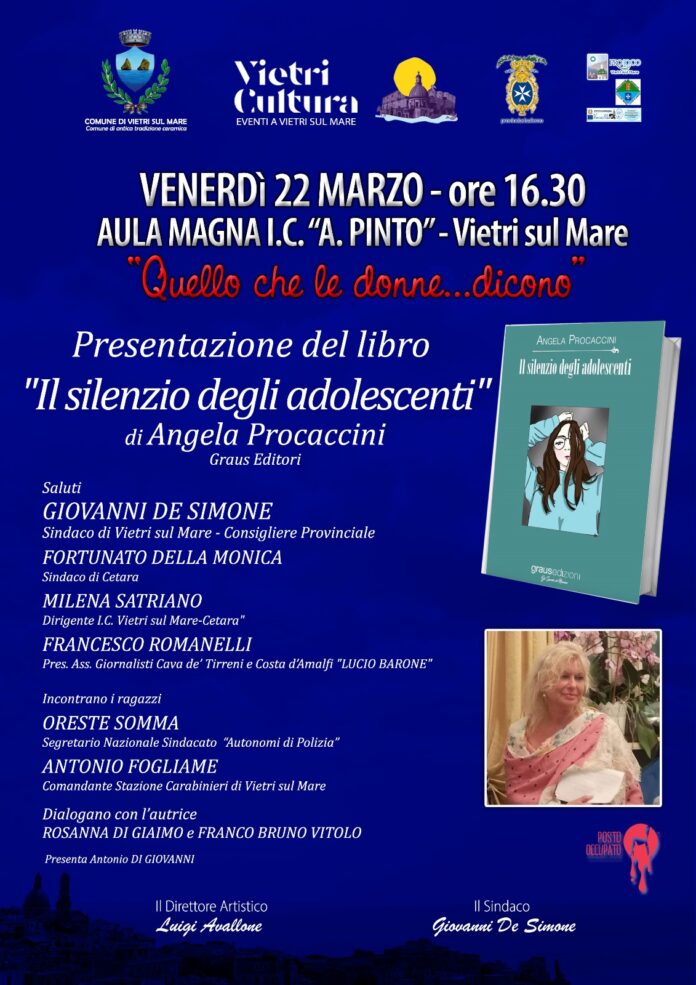 Angela Procaccini a Vietri sul mare con il suo libro ”Il silenzio degli adolescenti"