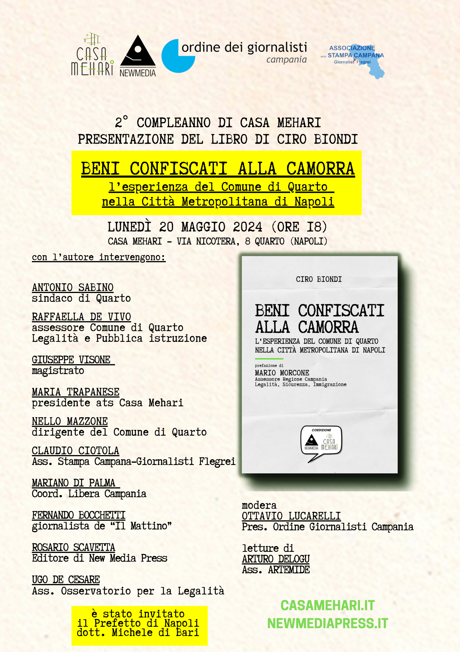 Quarto, Casa Mehari: presentazione del libro «Beni confiscati alla camorra» di Ciro Biondi
