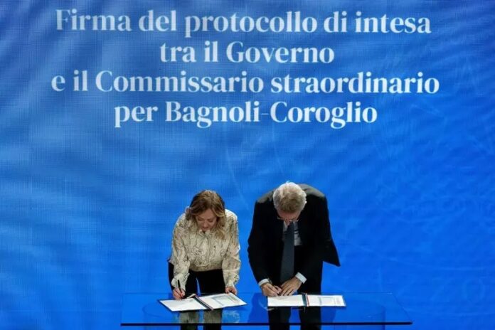 Meloni e Manfredi firmano l'intesa, "Bagnoli rinascerà"