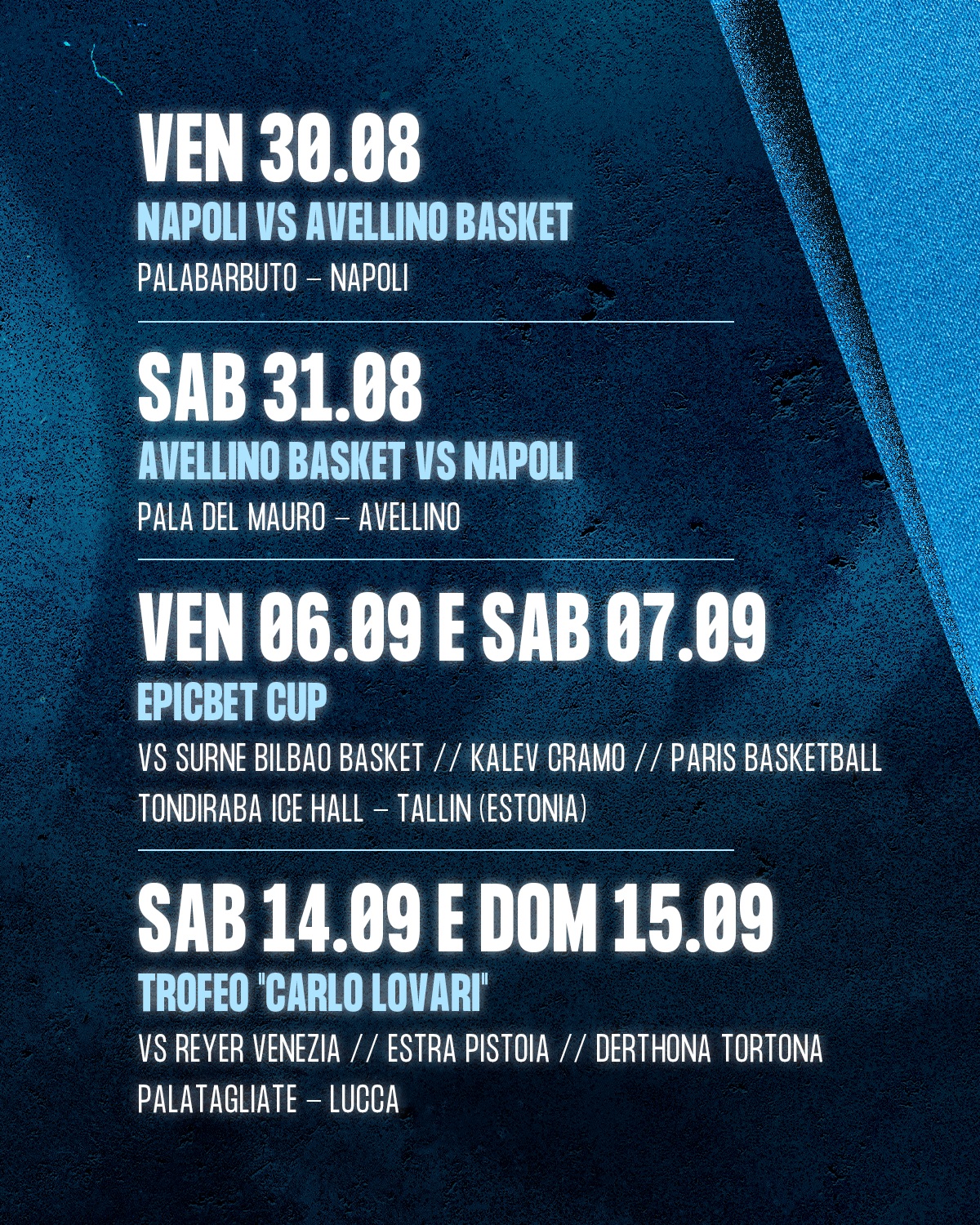 Napoli Basket, il calendario della preaseson 2024-25