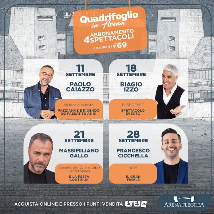 Quadrifoglio in Arena, il teatro all'aperto: Francesco Cicchella, Paolo Caiazzo e Biagio Izzo per un settembre comico