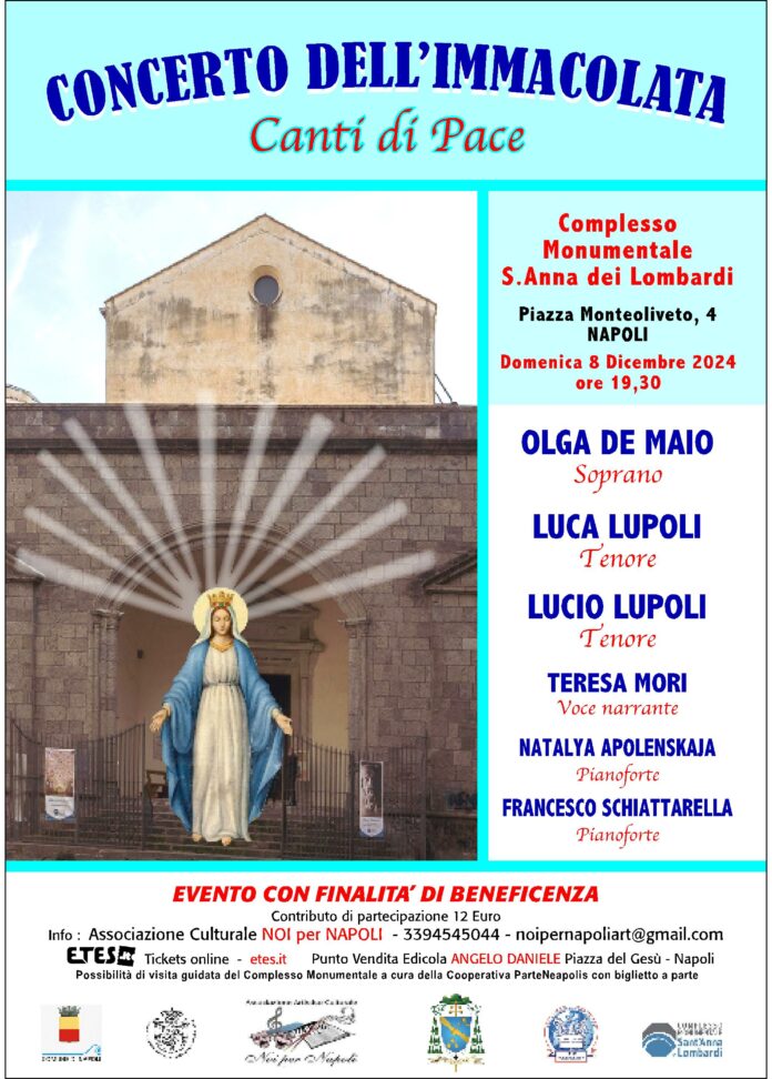 Complesso Monumentale di Sant’Anna dei Lombardi, anche quest'anno il tradizionale Concerto dell'Immacolata dell'Associazione Culturale 'Noi per Napoli'