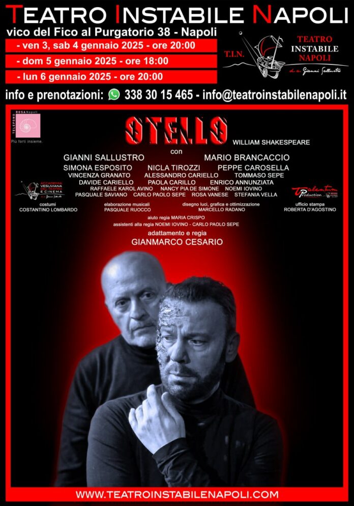 Al Teatro Instabile Napoli dal 3 al 6 gennaio “Otello” di Shakespeare