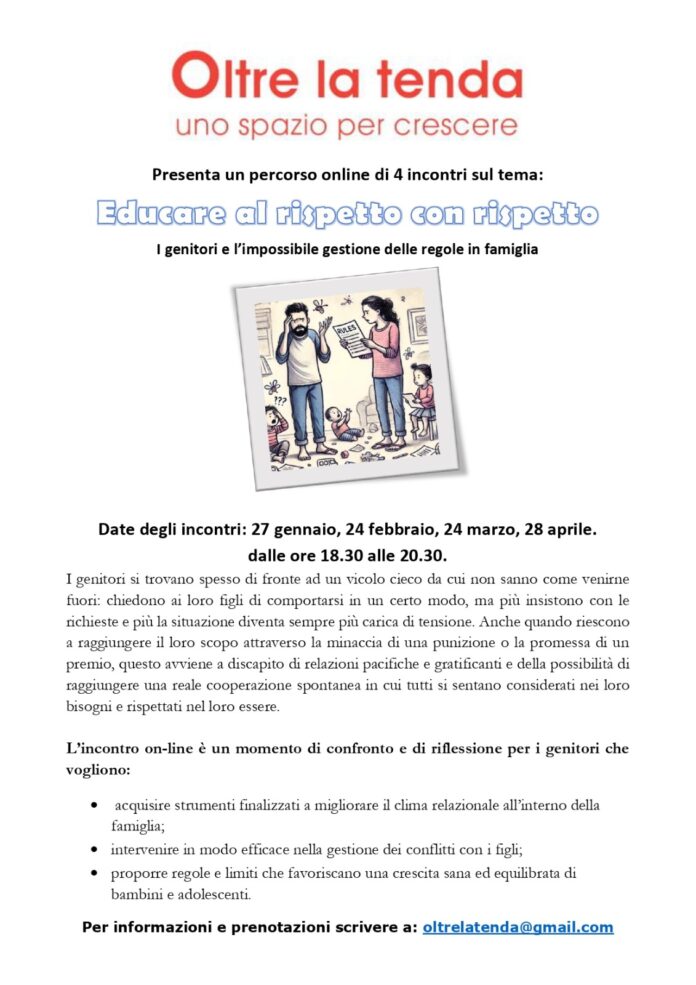 Corso online "Educare al rispetto con rispetto. I genitori e l'impossibile gestione delle regole in famiglia"