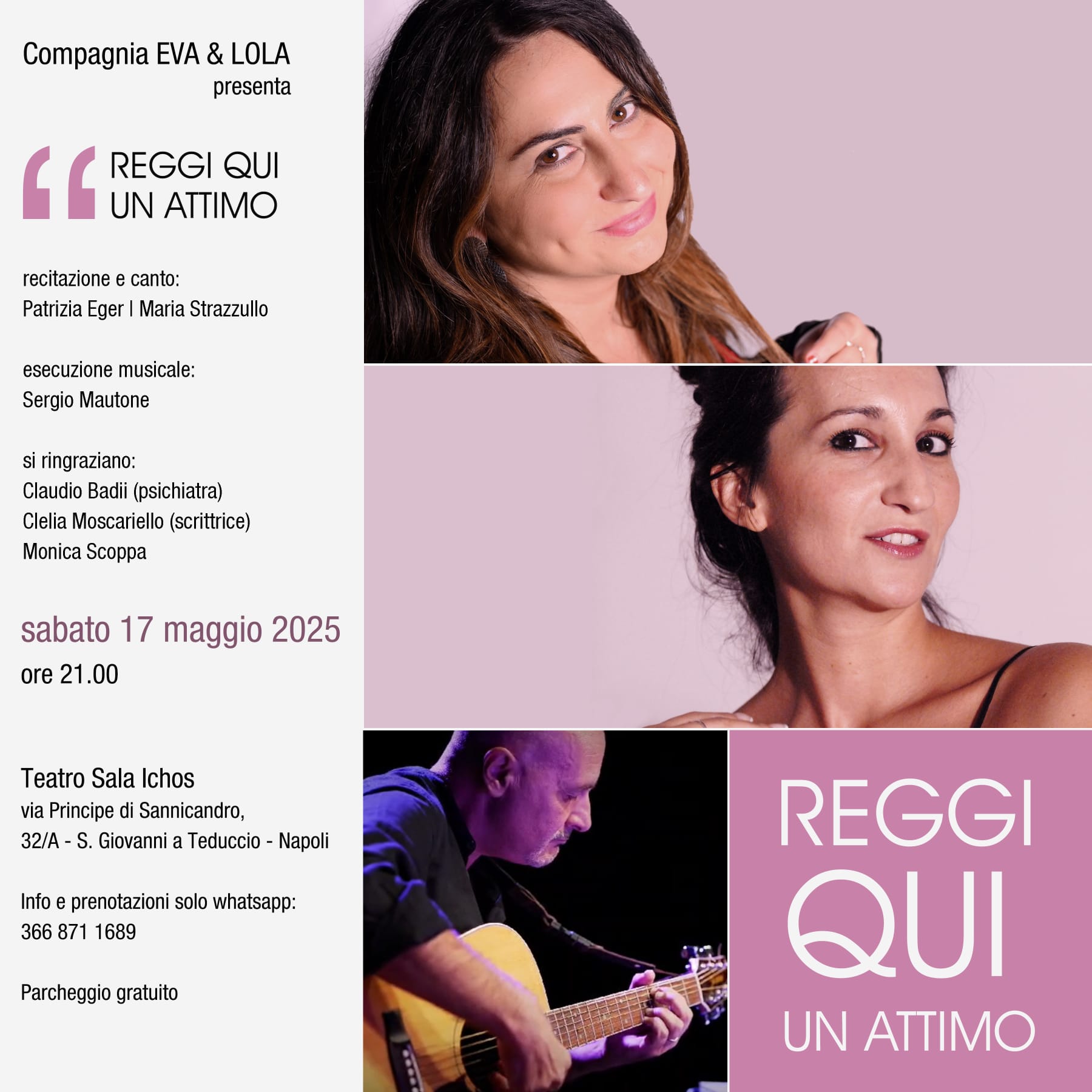 San Giovanni a Teduccio, sabato 17 maggio alla Sala Ichòs lo spettacolo 'Reggi qui un attimo'