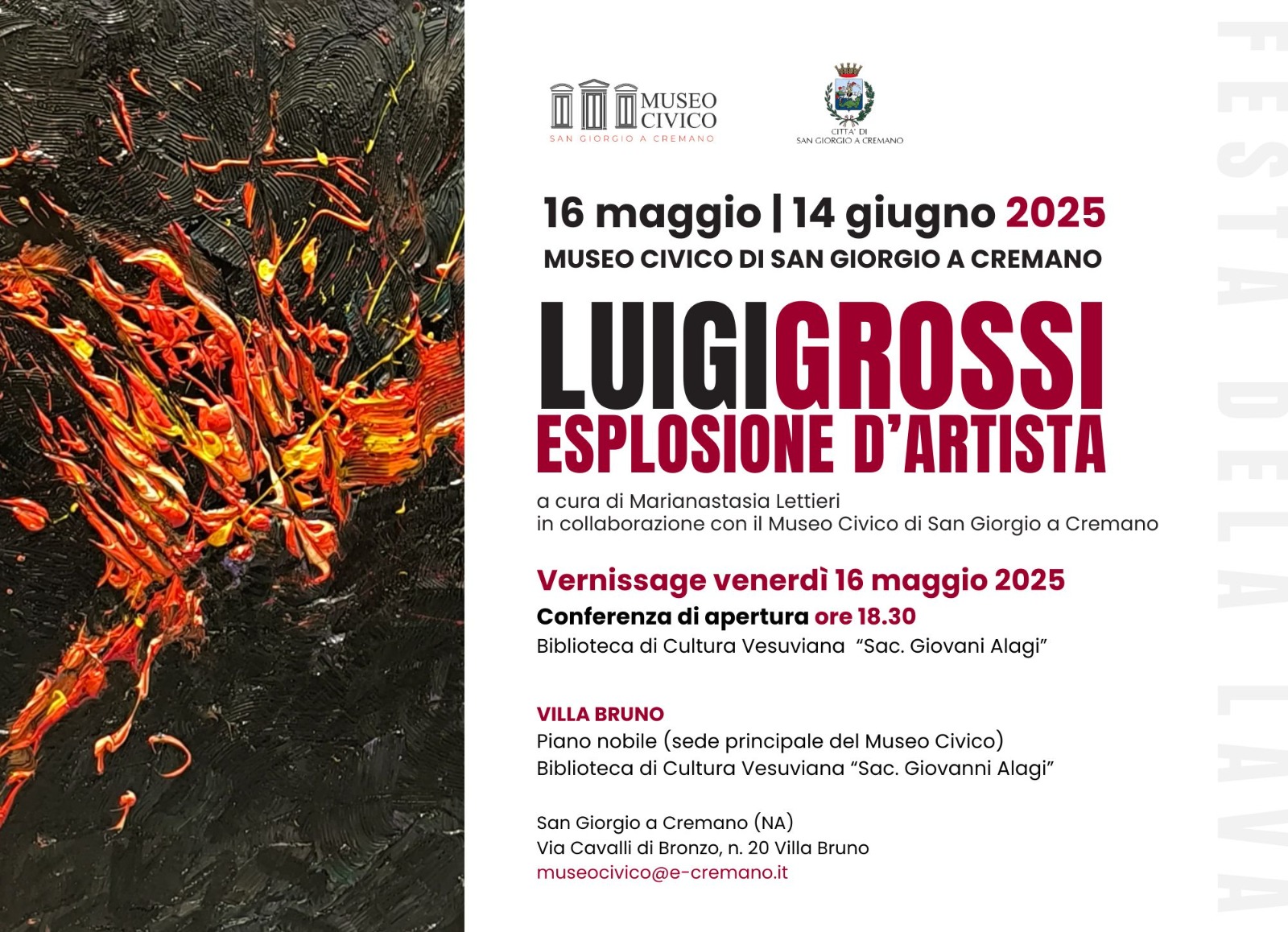 Esplosioni d’artista, le lave cromatiche di Luigi Grossi a Villa Bruno