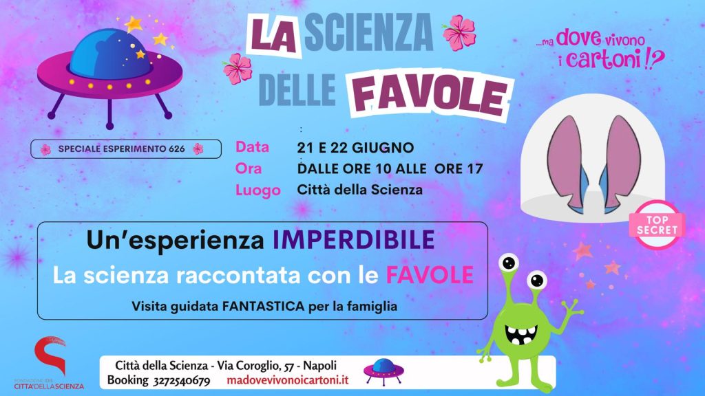 Nel weekend del 21 e 22 giugno, “Ma Dove Vivono i Cartoni!?” tornano a Città della Scienza per presentare "La scienza delle Favole"