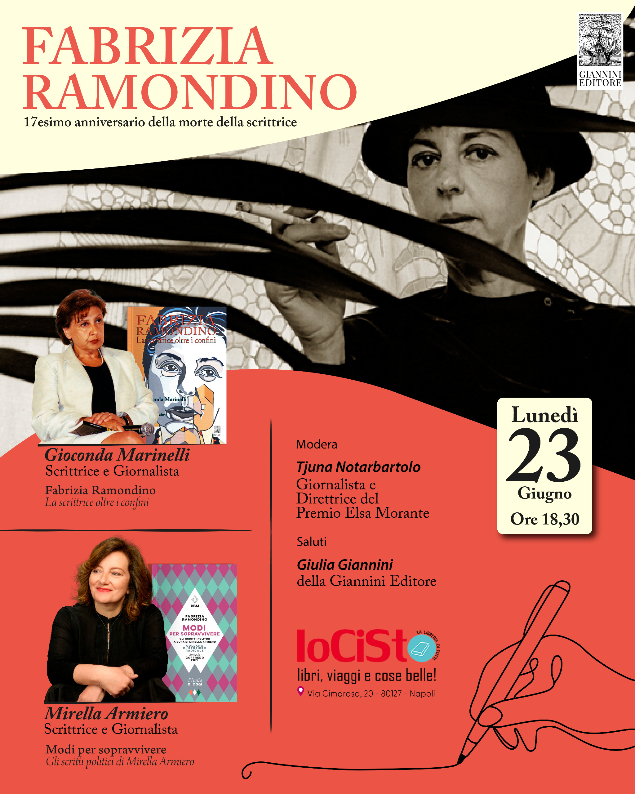 Anniversario morte Fabrizia Ramondino, Gioconda Marinelli e Mirella Armiero ricorderanno la celebre scrittrice