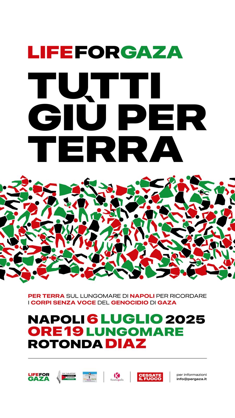 Napoli, Life for Gaza - Tutti giù per terra: il 6 luglio alla Rotonda Diaz