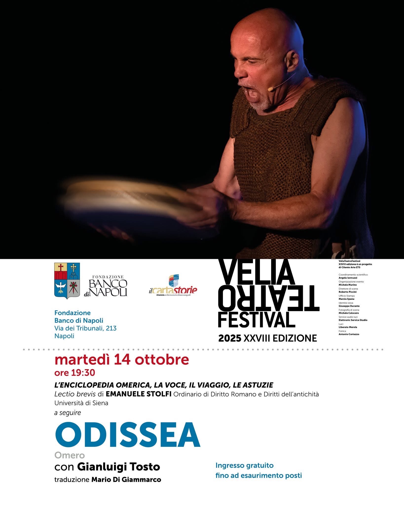 VeliaTeatro e Fondazione Banco Napoli presentano Odissea con Gianluigi Tosto