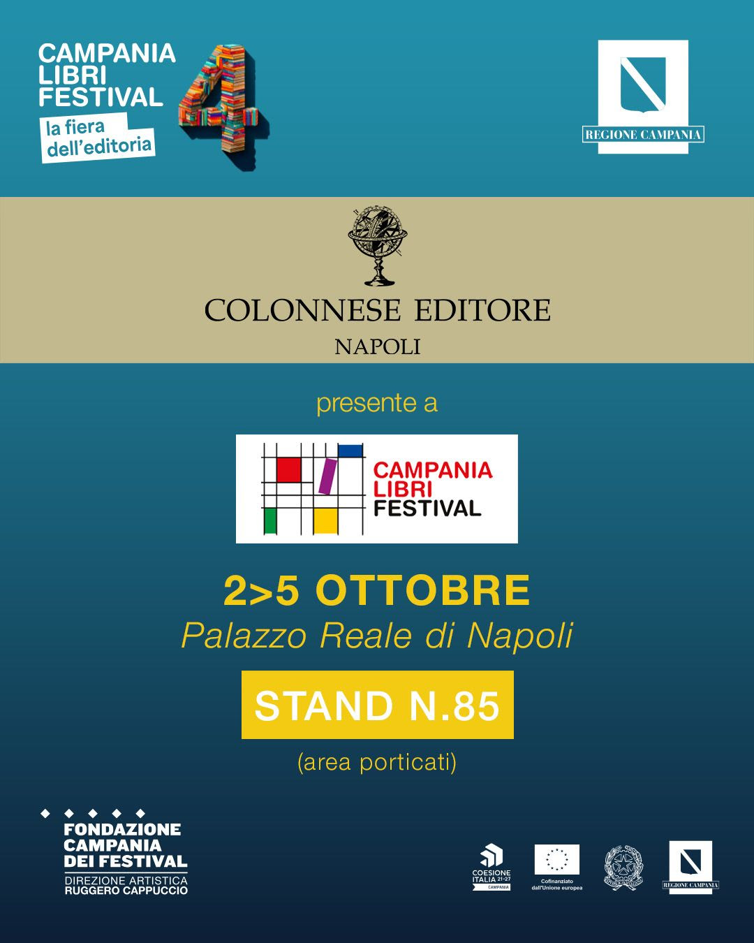 Colonnese Editore protagonista al Campania Libri Festival: presentazioni e firmacopie al Palazzo Reale di Napoli