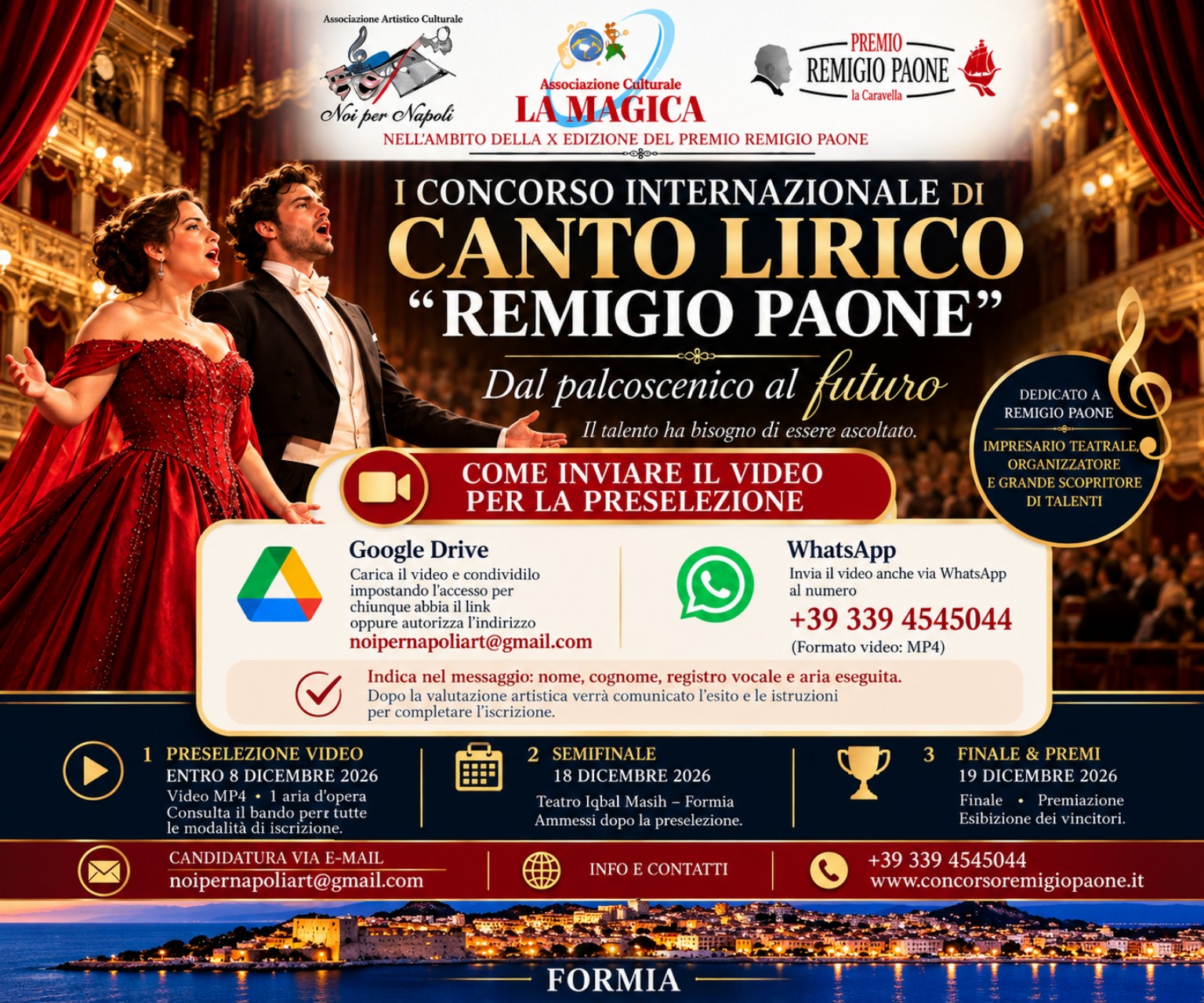 FABIO ARMILIATO CHIAMA A RACCOLTA LE VOCI DELL’OPERA: «PARTECIPATE AL CONCORSO INTERNAZIONALE REMIGIO PAONE»