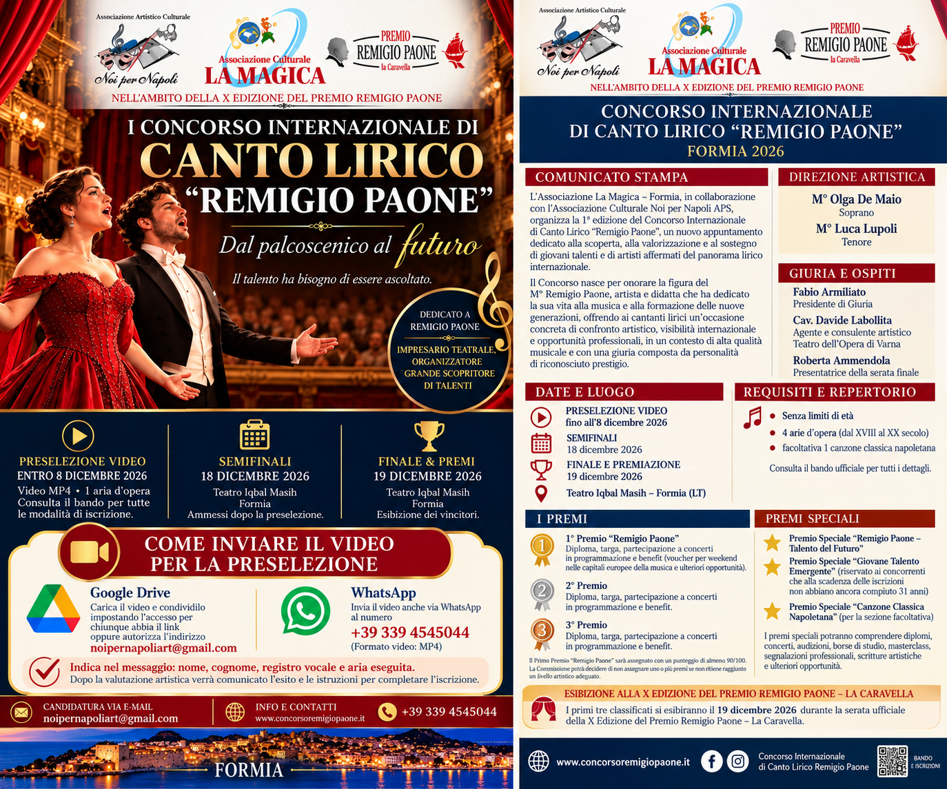 1000970461 FABIO ARMILIATO CHIAMA A RACCOLTA LE VOCI DELL’OPERA: «PARTECIPATE AL CONCORSO INTERNAZIONALE REMIGIO PAONE»