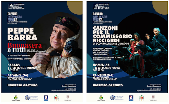 Caivano, weekend di musica con Peppe Barra e Maurizio de Giovanni: quattro eventi gratuiti